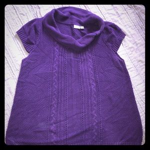 Cowl neck short sleeve sweater